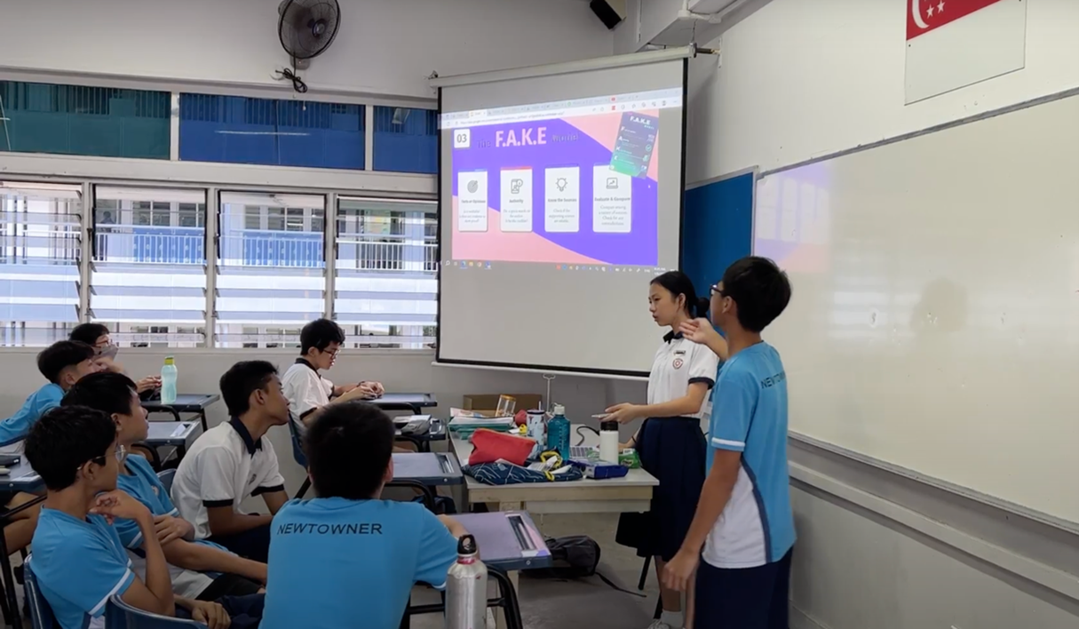 Peer Support Leaders engaging with their fellow students in class to teach them about cyberwellness